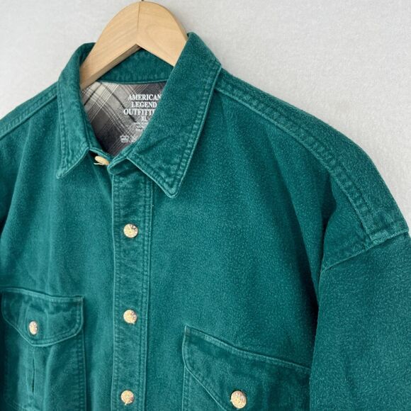 AMERICAN LEGEND OUTFITTERS Shirt Mens XL Chamois Flannel Work Cotton Green - Picture 2 of 14